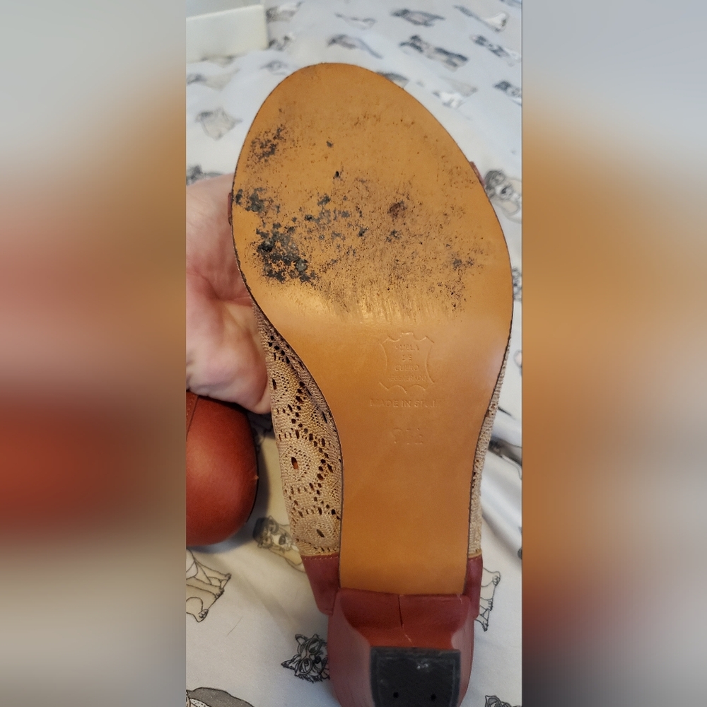 Re-mix Classic Vintage Ginger Leather Lace Spectator Heels 9.5 GUC - Picture 11 of 12